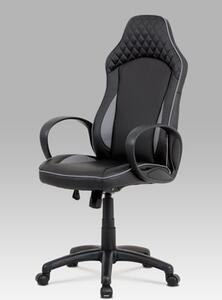 Autronic - Kancelářská židle, černá-šedá ekokůže, houpací mech, plastový kříž - KA-E823 GREY
