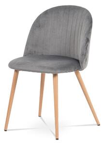 Autronic - Jídelní židle - šedá sametová látka, kovová podnož, 3D dekor buk - CT-381 GREY4