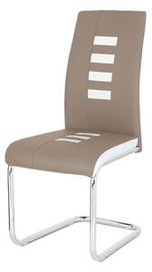 Autronic - Jídelní židle, potah kombinace cappuccino a bílé ekokůže, kovová pohupová podnož - DCL-961 CAP