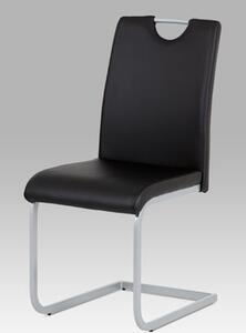 Autronic - Jídelní židle koženka černá / šedý lak - DCL-121 BK