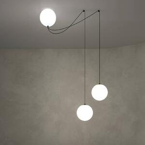 Maytoni LED závěsné světlo Twins, černé, sklo, Ø 20 cm, Bílá / opál, Obývací pokoj / jídelna, Sklo, Moderní