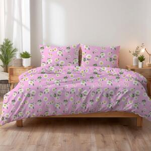Povlečení krepové Margaretky růžové TiaHome - 1x Polštář 90x70cm, 1x Přikrývka 140x200cm
