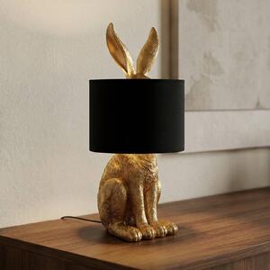 Lindby stolní lampa Lorentina, výška 57 cm, zajíc, zlatá, textil, Černá, Obývací pokoj / jídelna, Textil / tkanina / hedvábí, Design