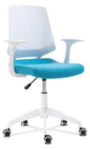 Autronic - Kancelářská židle, sedák modrá látka, bílý PP plast, výškově nastavitelná - KA-R202 BLUE