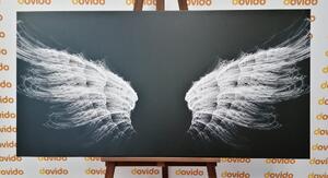 Obraz černobílé andělská křídla