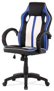 Herní židle SCATTE – ekokůže, modrá / bílá / černá