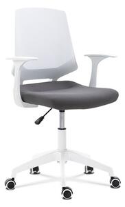 Autronic - Kancelářská židle, sedák šedá látka, bílý PP plast, výškově nastavitelná - KA-R202 GREY
