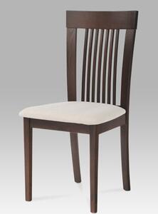 Autronic - Jídelní židle, masiv buk, barva ořech, látkový béžový potah - BC-3940 WAL