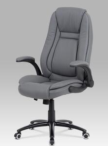 Autronic - Kancelářská židle, potah šedá ekokůže, černý kovový kříž, houpací mechanismus, v - KA-G301 GREY