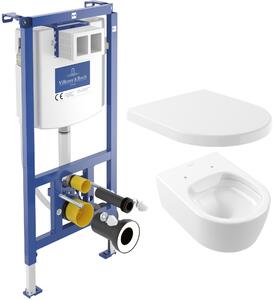 Sada záchodová mísa Villeroy & Boch Avento 5656R001, podomítkový WC modul Villeroy & Boch ViConnect 92242700, 9M77C101