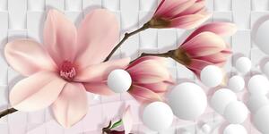 Obraz magnolie s abstraktními prvky