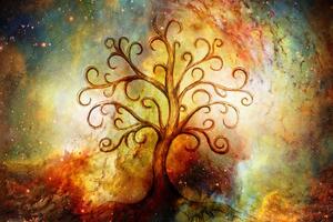Obraz strom života s abstrakcí vesmíru - 60x40