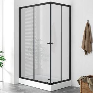 WellMall POINT BLACK LOR 100x80 Clear Obdélníkový sprchový kout s akrylátovou vaničkou 8595703848018