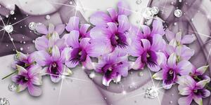 Obraz fialové květy na abstraktním pozadí