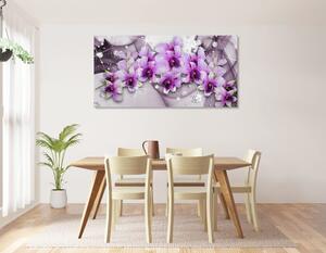 Obraz fialové květy na abstraktním pozadí