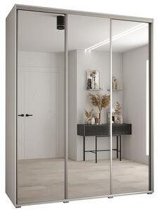 Šatní skříň s posuvnými zrcadlovými dveřmi DAVOS 190cm | Bílá / stříbrné pojezdy