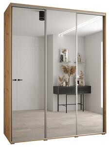 Šatní skříň s posuvnými zrcadlovými dveřmi DAVOS 190cm | DUB Artisan / stříbrné pojezdy