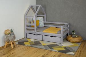 MAXIDO Dětská domečková postel Dora - dva šuplíky 200x120 šedá