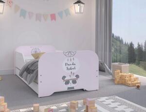 Dívčí růžová dětská postel 140 x 70 cm s pandou