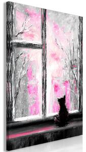 Obraz - Toužící kočička - růžová 40x60
