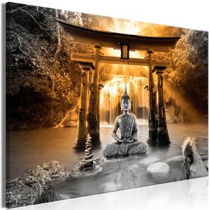 Obraz - Buddhův úsměv - oranžový 90x60