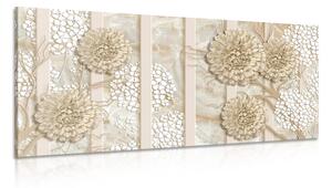 Obraz abstraktní květiny na mramorovém pozadí - 100x50