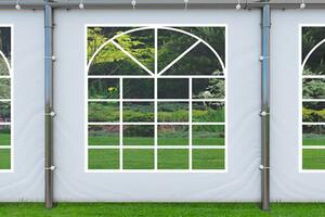 Zahradní párty stan 5x8m PREMIUM Bílá / zelená (střecha zelená)