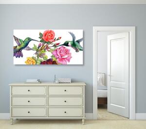 Obraz kolibříci s květinami