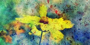 Obraz žlutý květ s vintage nádechem