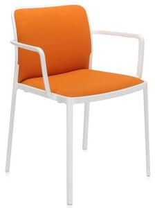 Kartell - Židle Audrey Soft Trevira s područkami, bílá/oranžová