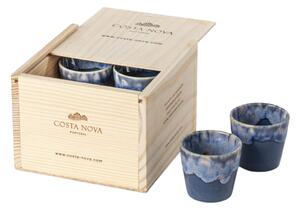 Dřevěný box s 8 modrými šálky na espresso COSTA NOVA GRESPRESSO 0,1 l