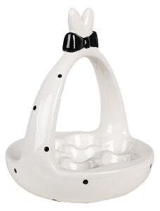 Černobílý keramický stojan na vajíčka Black&White Bunny - Ø 16*19 cm