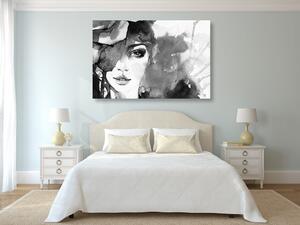Obraz černobílý portrét ženy