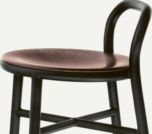 MAGIS - Barová židle PIPE s tmavým dřevěným sedákem vysoká- černá