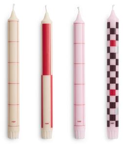 Svíčka Pattern Candle Reds and Bordeaux – set 4 ks