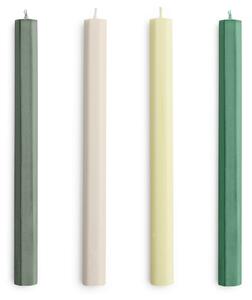 Svíčka Hexagon Candle Greens and Whites – set 4 ks