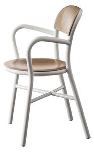MAGIS - Židle PIPE s dřevěným sedákem a područkami - bílá