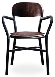 MAGIS - Židle PIPE s dřevěným sedákem a područkami - černá