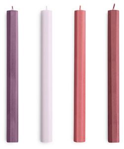 Svíčka Hexagon Candle Reds and Bordeaux – set 4 ks