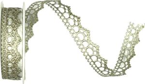 Stuha girlandová OLD SILVER HEARTS stříbrná 15mm x 1m