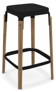 MAGIS - Barová židle STEELWOOD STOOL nízká - černá s bukovými nohami