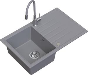Ruvetti Maxi+ dřezy s baterií šedá/ocel LP_3200-MX7950GR_W