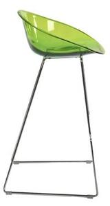 PEDRALI - Vysoká barová židle GLISS 906 DS s chromovanou podnoží - transparentní zelená