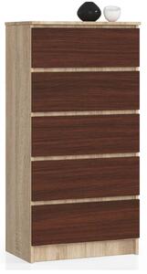 Vysoká komoda SAVRILA - dub sonoma / wenge