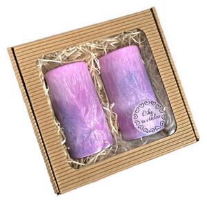 Supeko svíčka válečky 5 x 9 cm VIOLET MAGIC 2 ks balíček