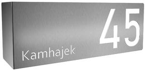 Domovní číslo tabulka nerezová 16a Velikost: 13 x 32 x 10(ohyb) cm (L), Odstín: Nerezová ocel - Broušeno, Ohyb: Na pravé straně od čísla
