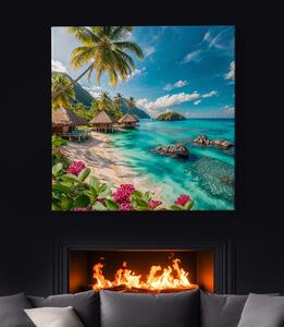 Obraz na plátně - Tropický resort Heaven Lagoon FeelHappy.cz Velikost obrazu: 40 x 40 cm