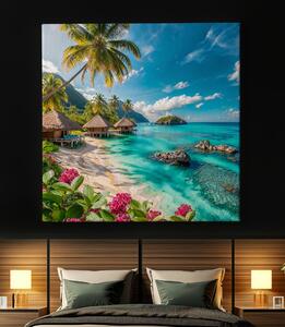 Obraz na plátně - Tropický resort Heaven Lagoon FeelHappy.cz Velikost obrazu: 140 x 140 cm