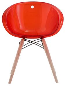 PEDRALI - Židle GLISS WOOD 905 DS - transparentní červená