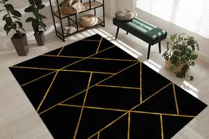 Chodniki Moderní koberec Easy - zlaté tvary 1 - černý Rozměr koberce: 80x150 cm